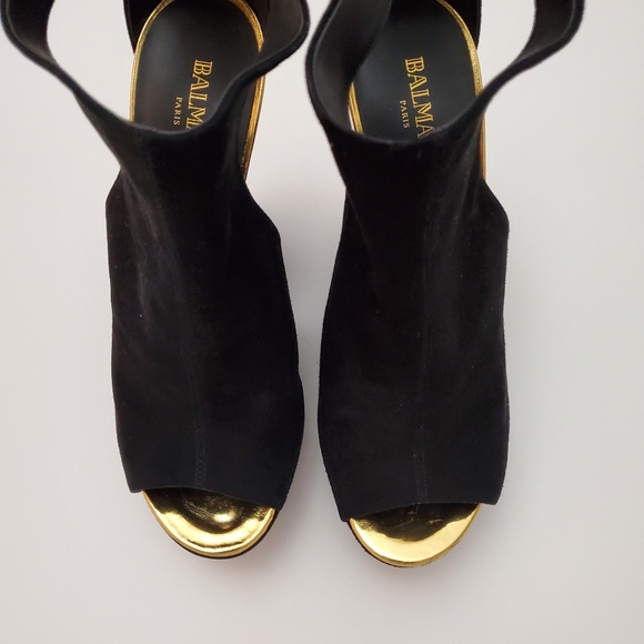 BALMAIN SUEDE WEDGE SANDALS. - Picture 4 of 4